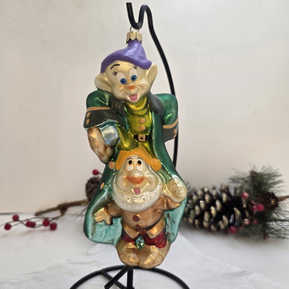 Christopher Radko Disney Snow White Dopey Sneezy At The Party 1999 Glass